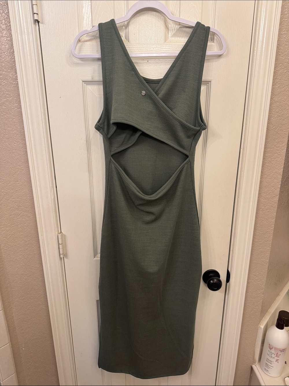 Roxy Olive Green Ribbed Tank Midi Dress - Picture 3 of 3